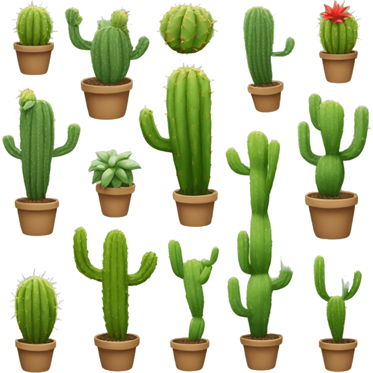 Regular emojis, with different facial expressions, but these are cacti emoji