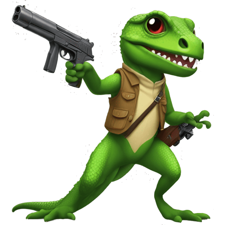 Lizard with gun emoji