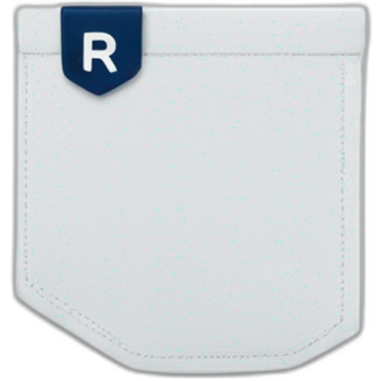 white tshirt with navy letter r on breast pocket emoji