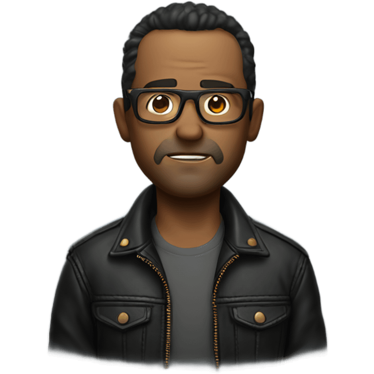 rugged man in leather jacket and glasses  emoji