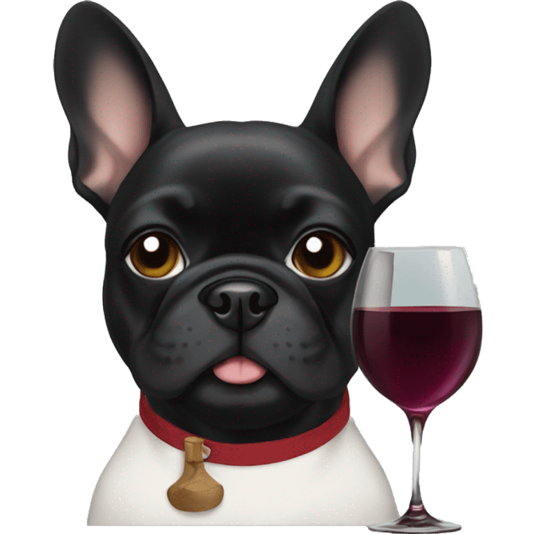 Black Frenchie with wine glass emoji