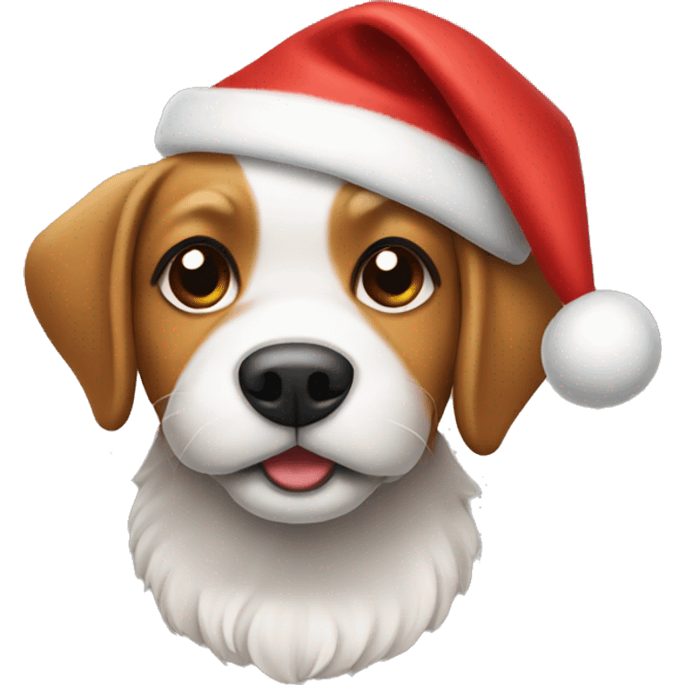 Dog wearing Christmas hat emoji