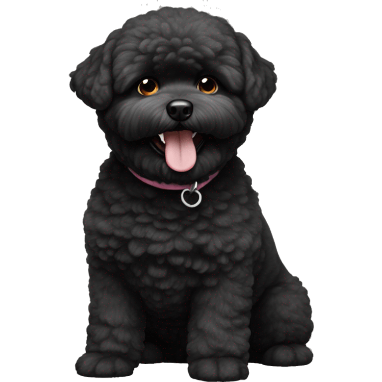 A black happy Bichon Frisé  emoji