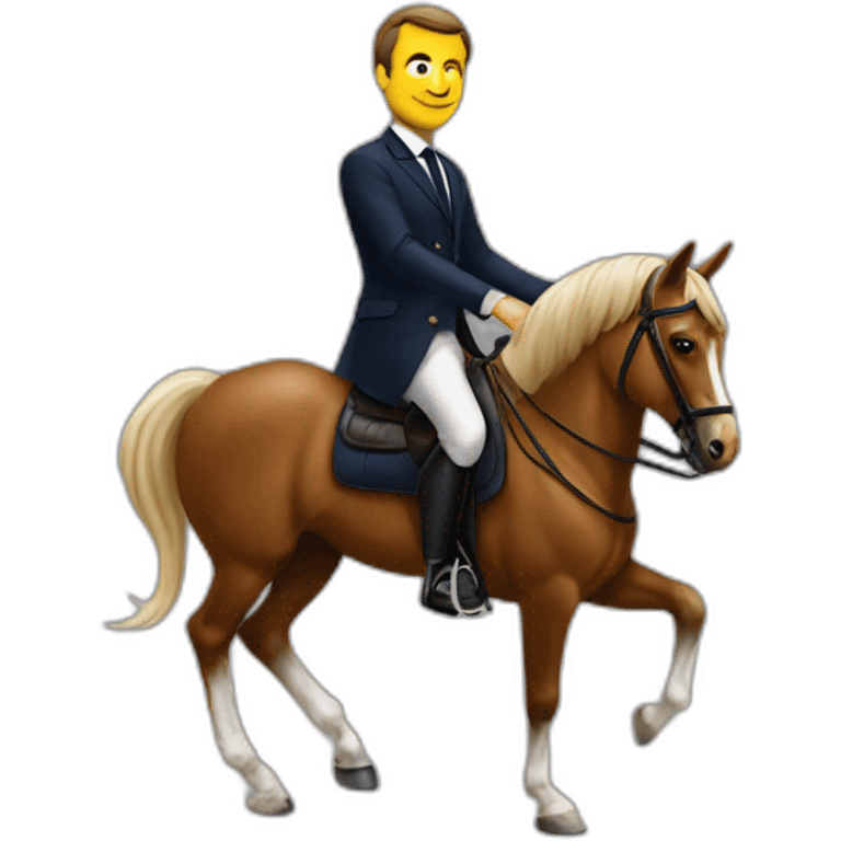 Macron sur un cheval a bascule emoji