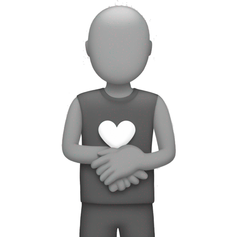 Design a minimalist hugging emoji in grey and white. Use curved grey lines for arms and a white heart in the center. Background should be clean and plain emoji