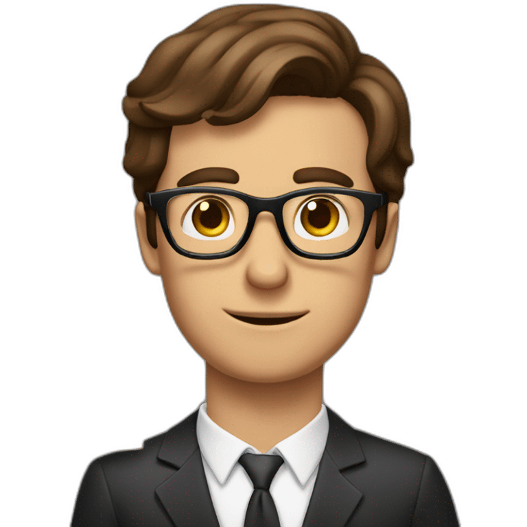 brown-haired classy man wearing glasses, struggling to fit a key into a lock emoji