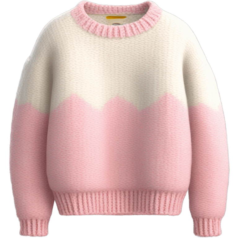 Pink and White cropped oversize wool sweater, isolated emoji