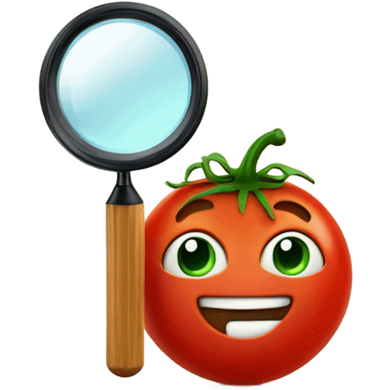 happy tomato with magnifying glass in hand emoji