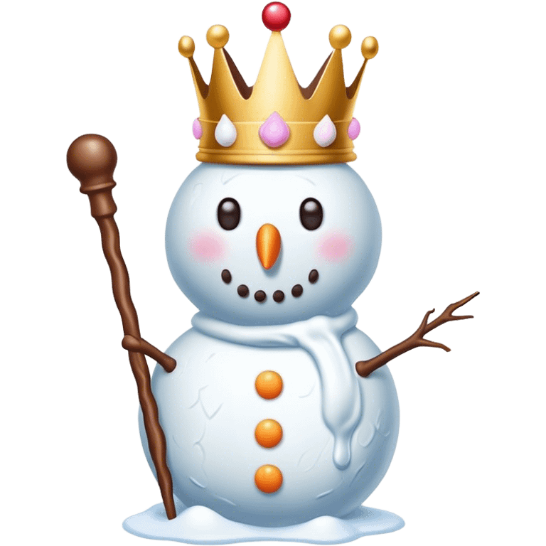 Ice cream snowman with a crown and cane made of ice cream  emoji