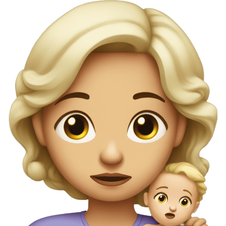 skeptical mother with sad baby emoji