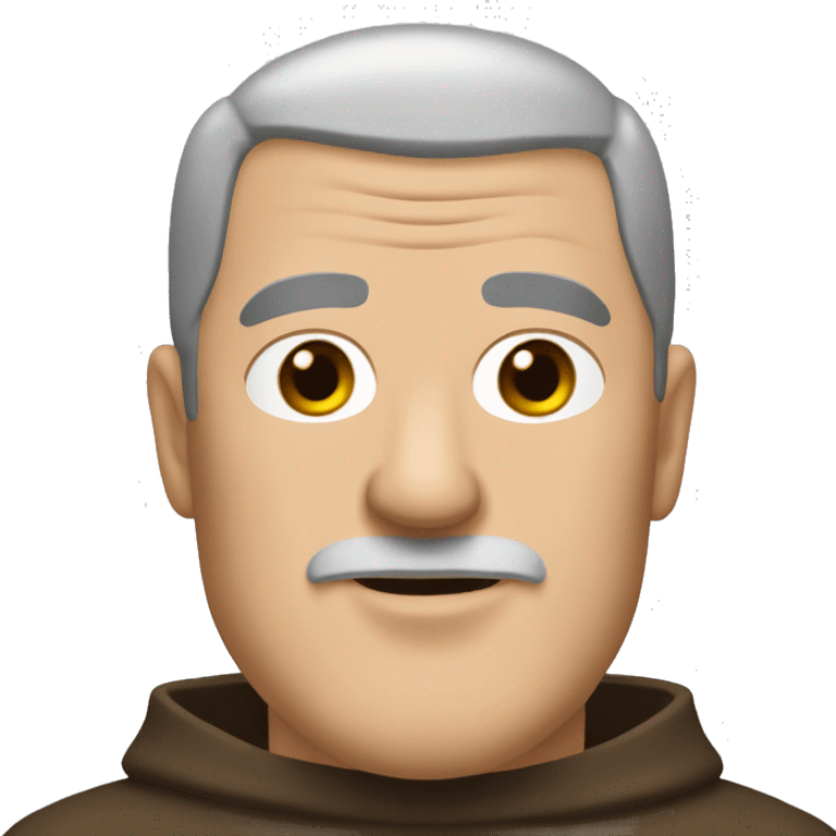 A middle-aged white male friar, sporting a grizzled look, with buzz-cut black hair and a pronounced square jaw. emoji