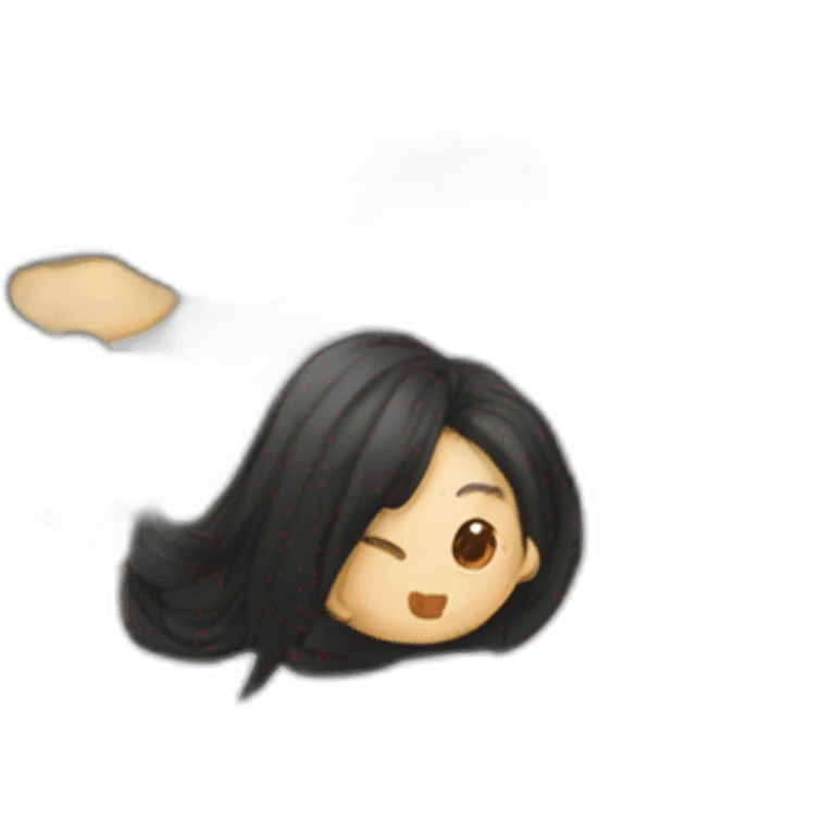 Fille cheuveux noir asiatique queu de cheval  emoji