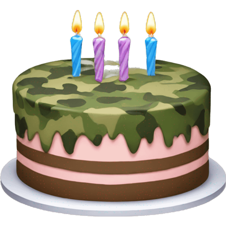 Birthday cake with camo pattern emoji