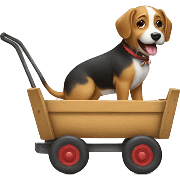 Dog pulling a wagon emoji