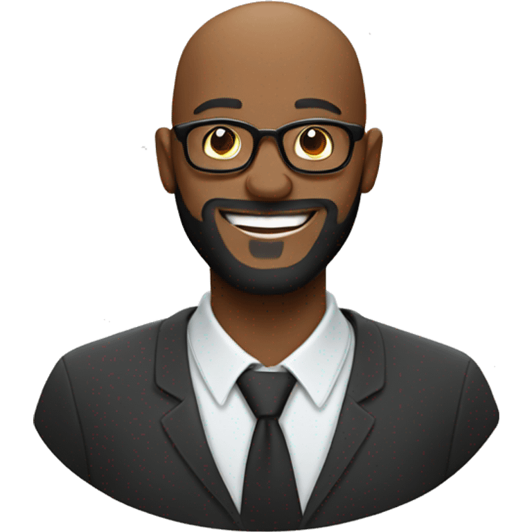 smiling bearded bald black man in glasses emoji