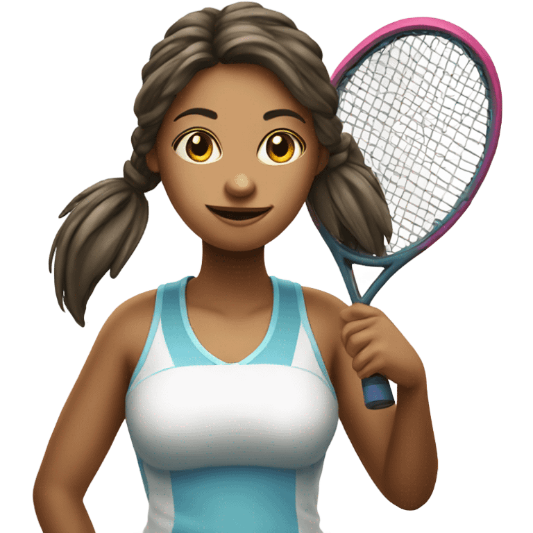 Sweet girl chick with tennis racquet emoji