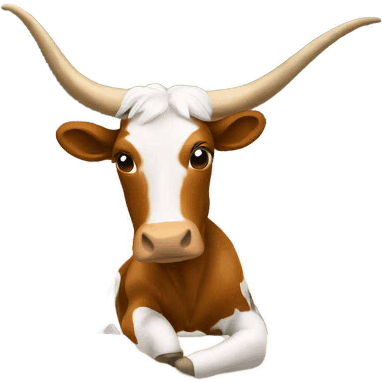 longhorn sitting in a class room emoji