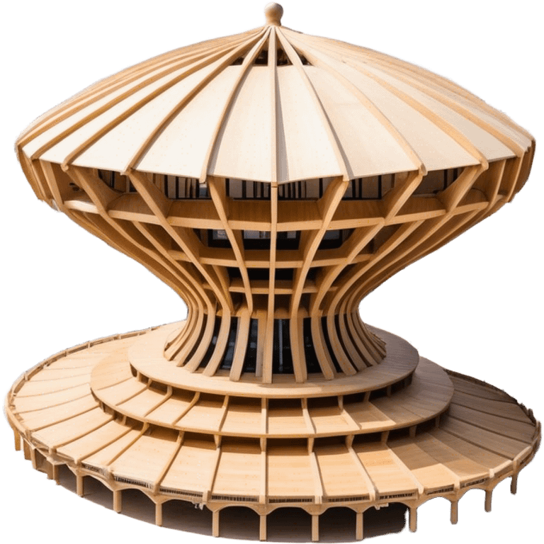 Cinematic Realistic Metropol Parasol Landmark Emoji, depicted with a modern wooden structure set against a vibrant cityscape rendered with detailed textures and dynamic, contemporary lighting. emoji