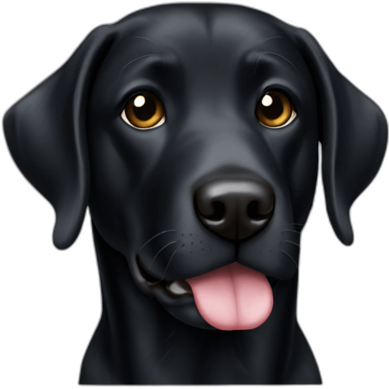 Black lab round head small black eyes small tongue emoji