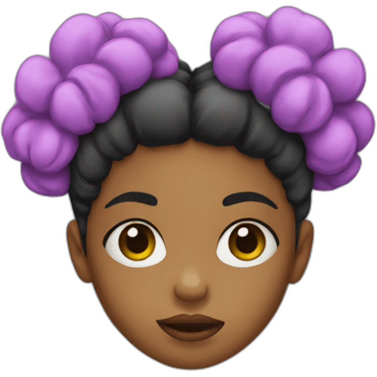 girl with 2 afro puffs with a frown emoji