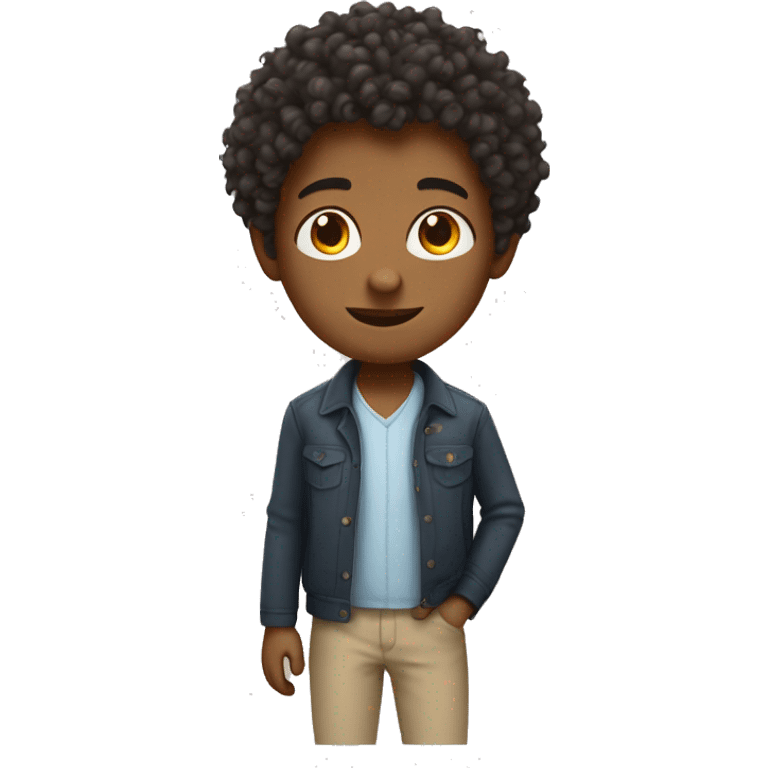 A boy with curly hair but be a programmer emoji