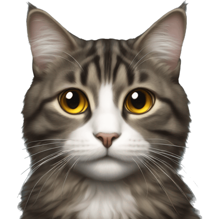 Long-haired dark tabby, cat with only one eye ball  emoji