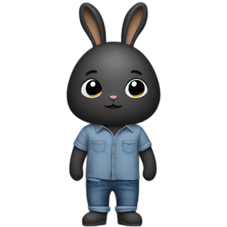 male black bunny with airpods, jeans and oversize shirt emoji