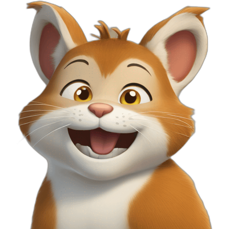 the cat and the squirrel are smiling emoji