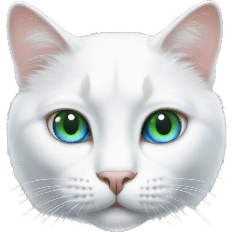 white cat with blue eye and green eye  emoji