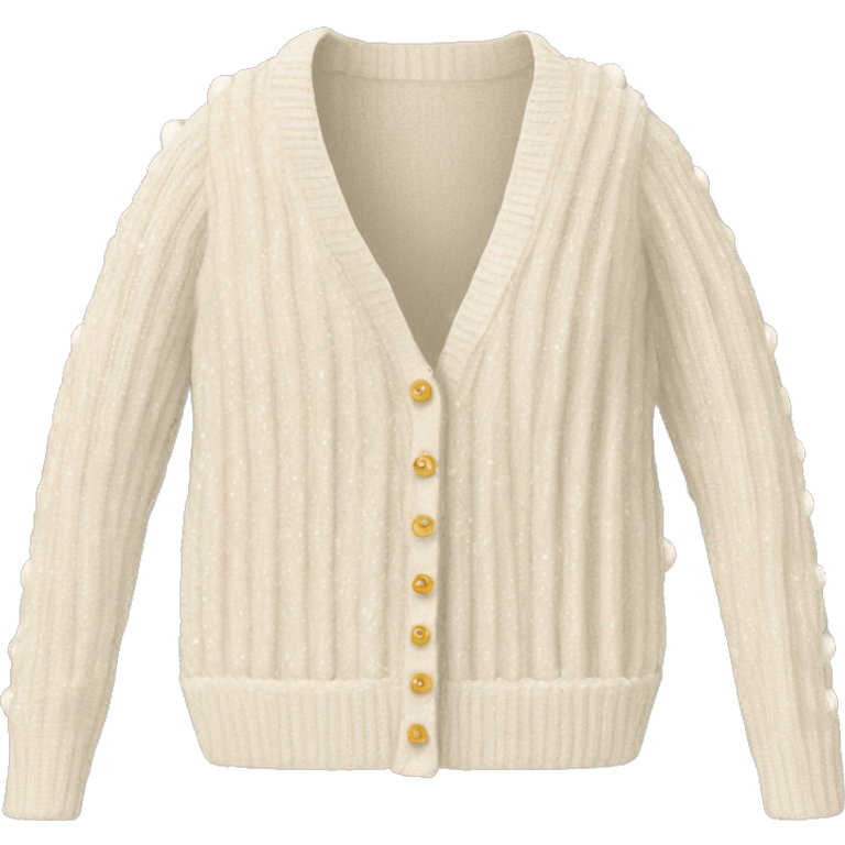 Pearl BOW RIB-KNIT cream CARDIGAN emoji