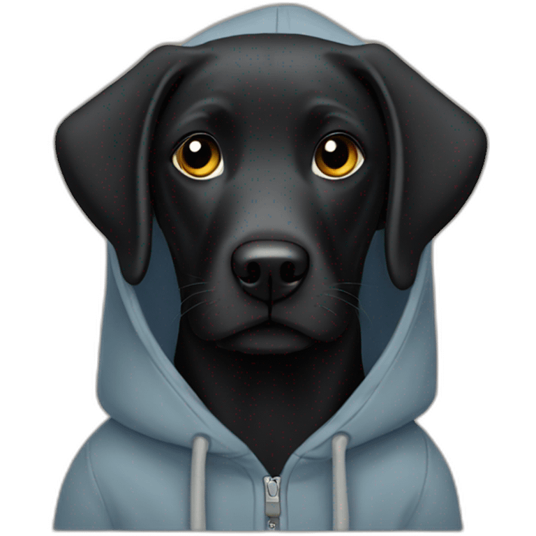 Black lab in a hoodie emoji