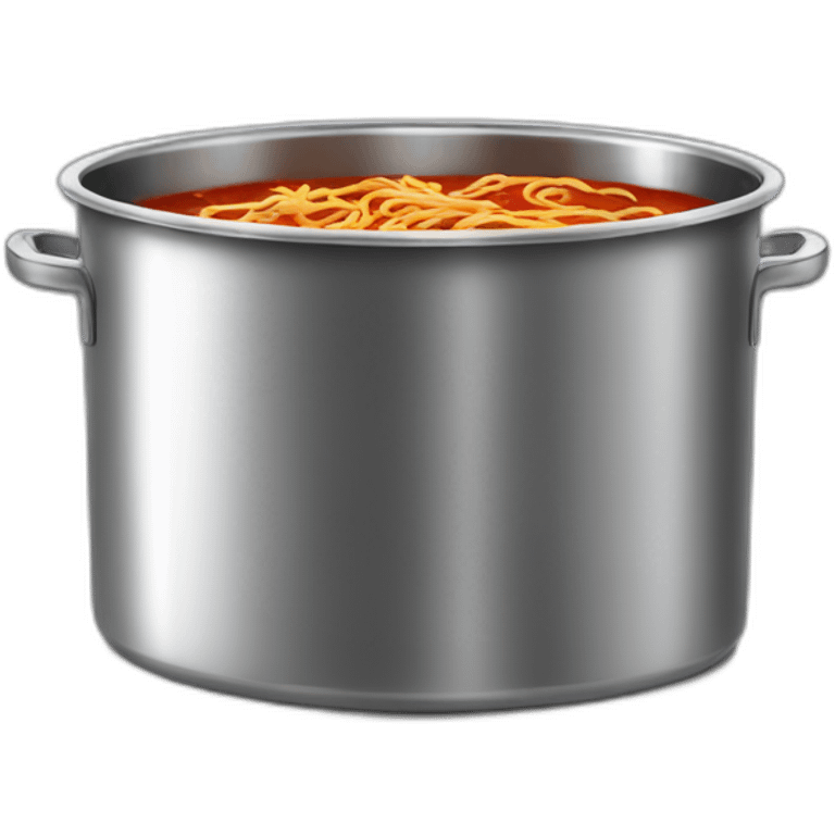 A large stainless pot with spaghetti sauce emoji