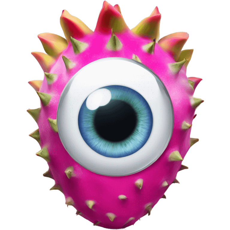 3D elegant Pitahaya with large shiny eyes 👀 one hand holds the mirror with its reflection 🪞 emoji