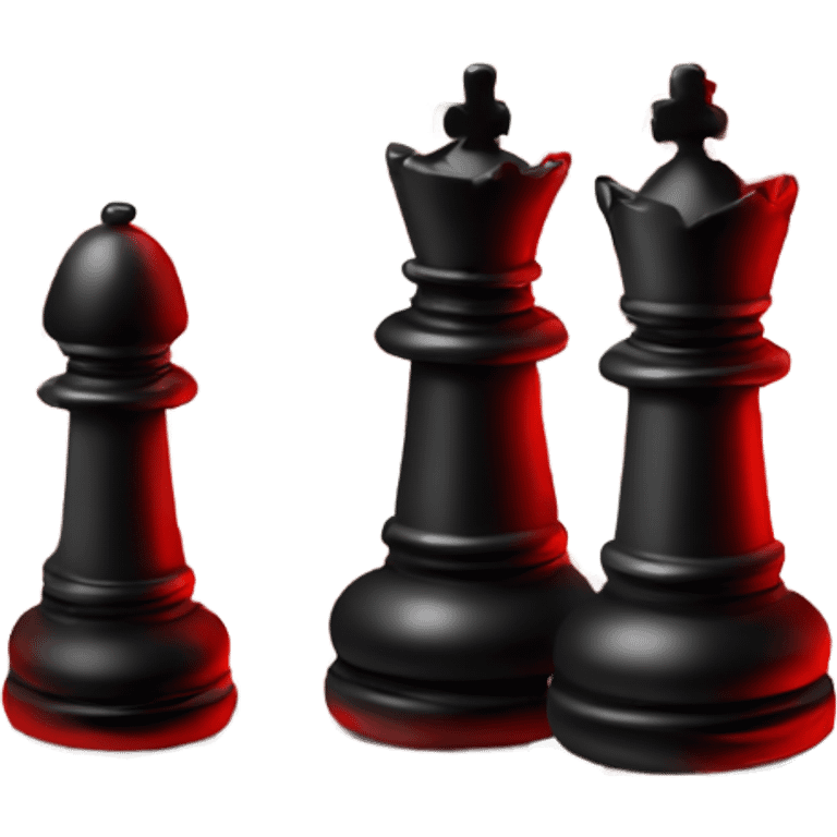 two queen chess pieces side by side one vibrant red and the other black emoji