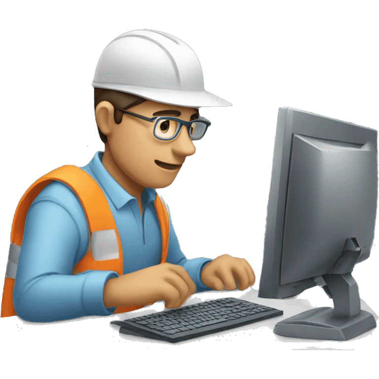 a man with glass wering cap working on computer emoji