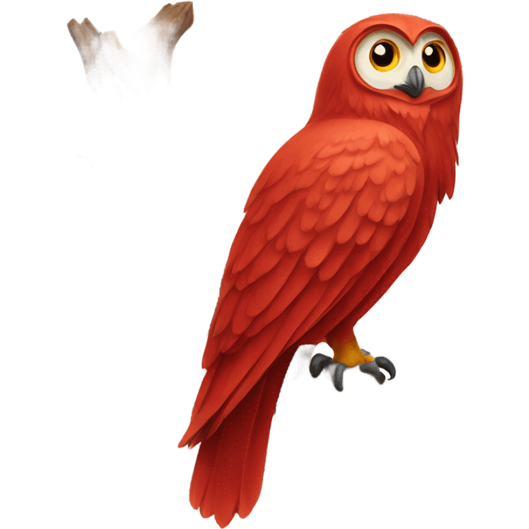 real red owl on invisible branch emoji