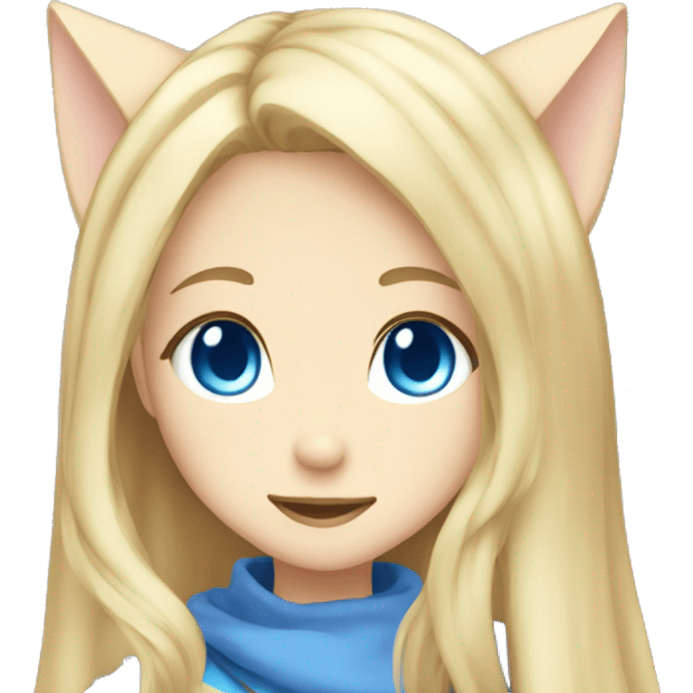 Anime catgirl, blonde hair, blue eyes, long hair emoji