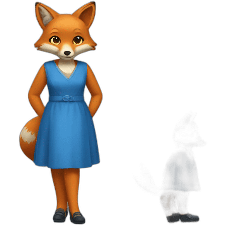 fox in blue dress and shoes  emoji