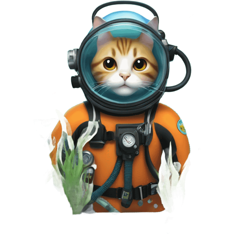 Cat scuba diving  emoji