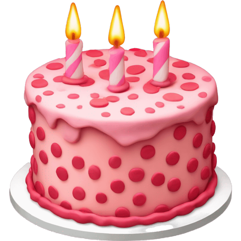 Beautiful big pink and red dotted birthday cake emoji