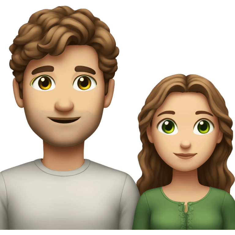 Man called Hadrien with brown hair and green eyes and woman names Léa with brown hair and brown eyes couple love  emoji