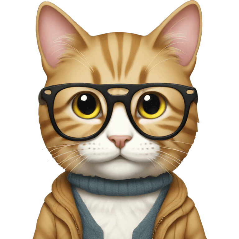 Hipster cat emoji