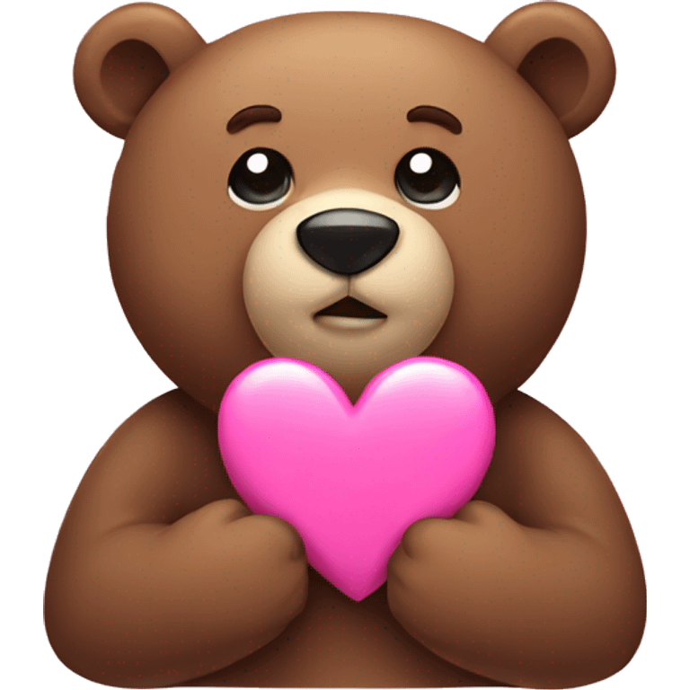 Bear with pink heart emoji