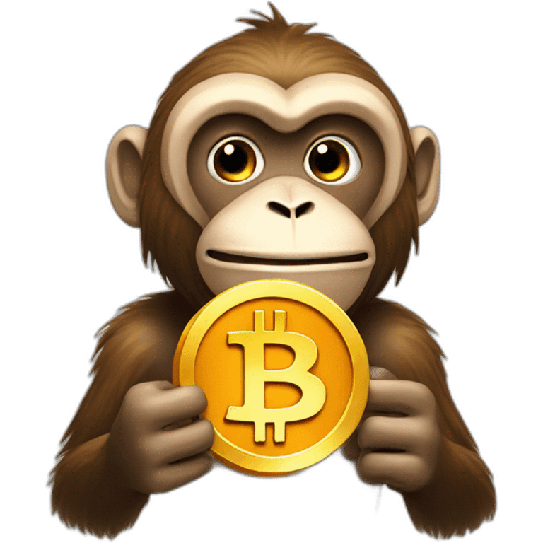 monkey with bitcoin in hands emoji