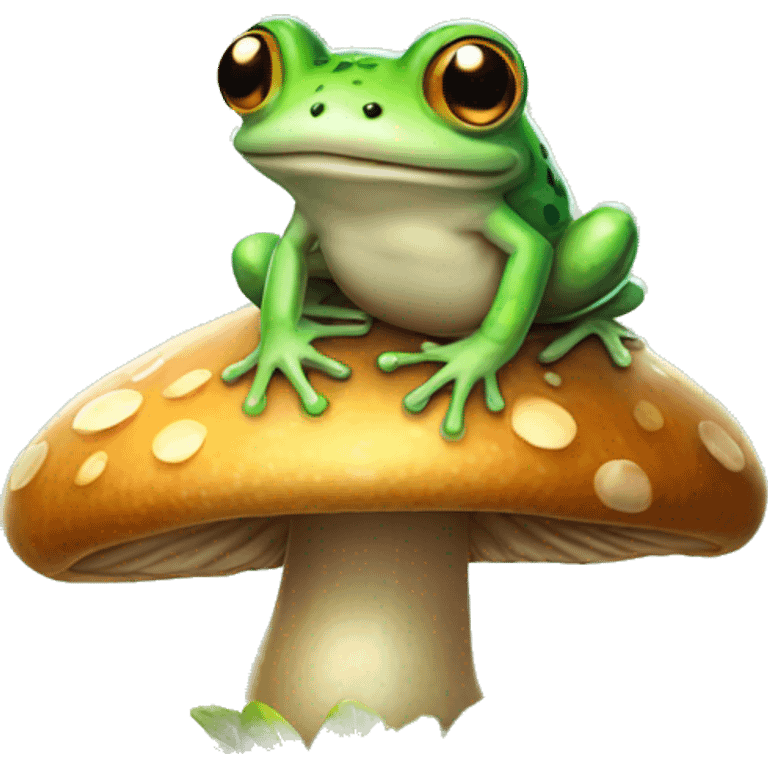 Cute frog on a mushroom  emoji