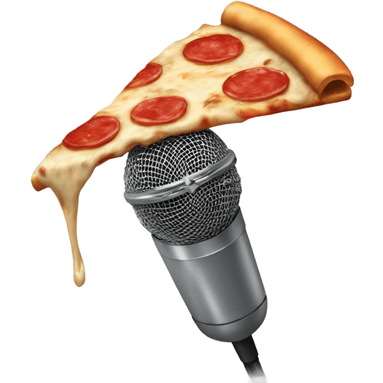 Pizza slice holding a microphone emoji