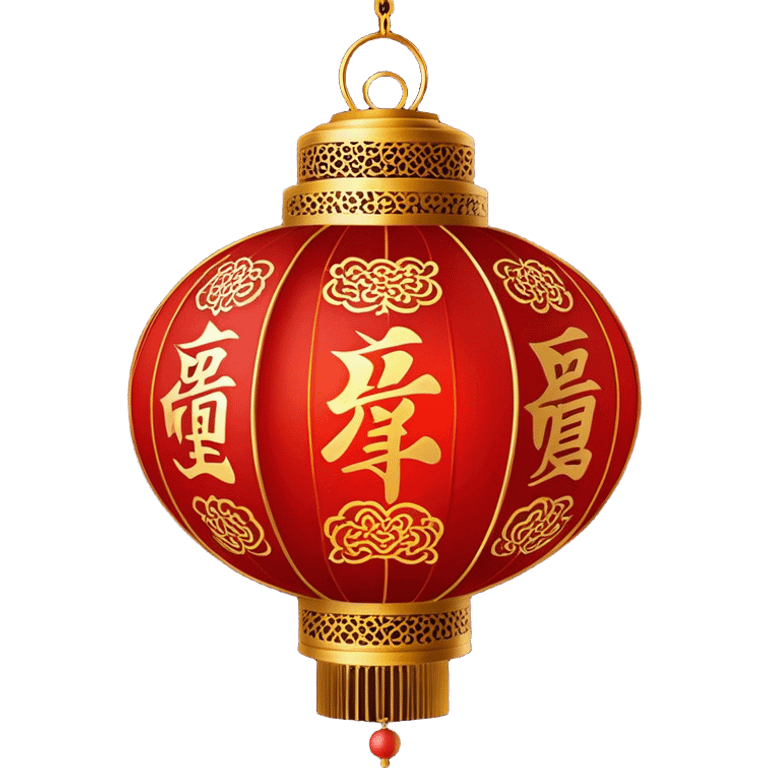 Chinese New Year red lantern – Cinematic Realistic Chinese New Year Red Lantern, depicted as an exquisitely crafted lantern adorned with intricate red and gold patterns, softly glowing against a dark background with subtle calligraphic details, evoking festive warmth and tradition. emoji