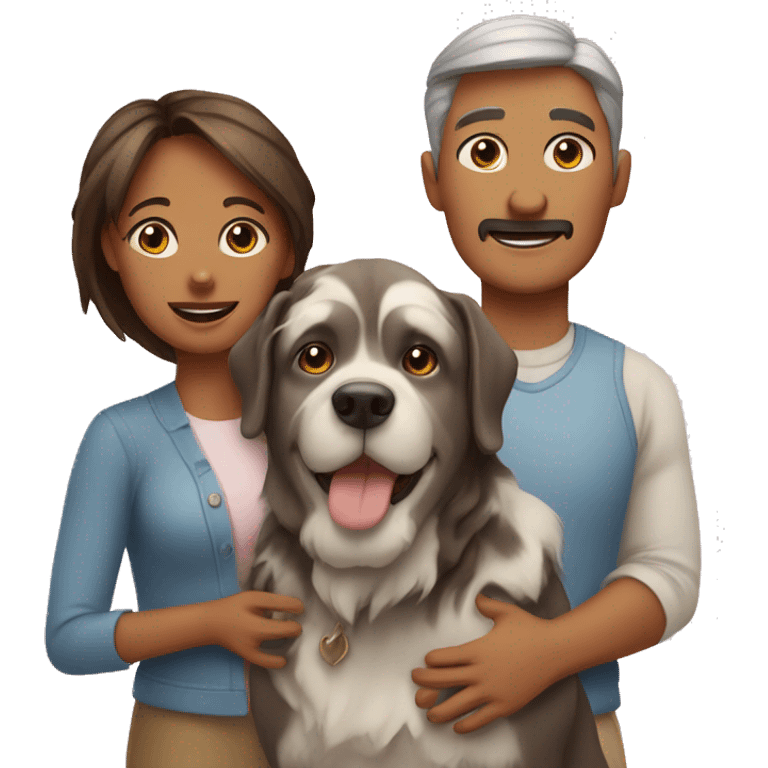 Mother father 2 daughter 2 dogs emoji