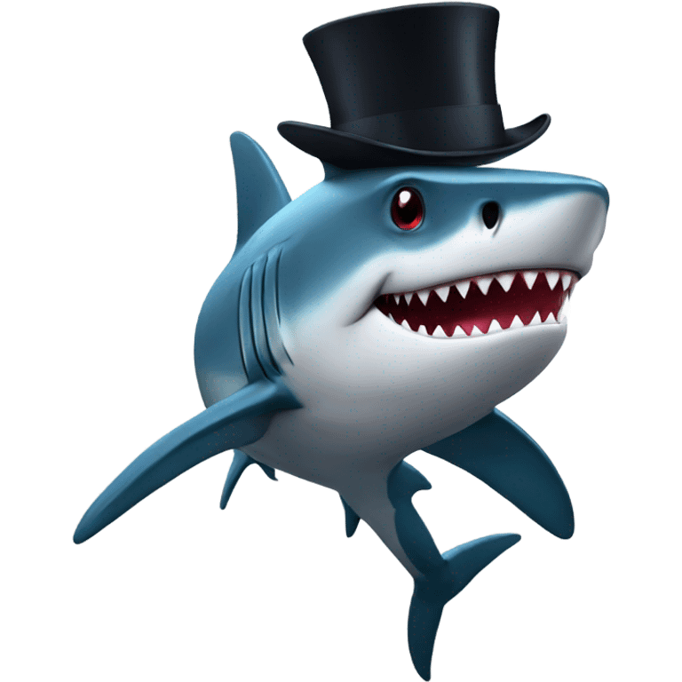 Shark with a top hat emoji