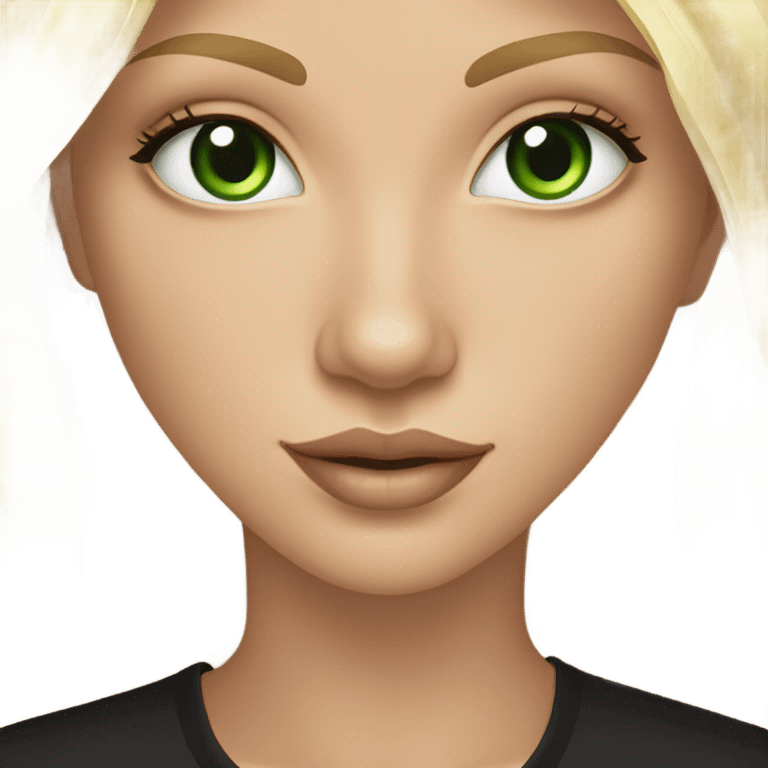 gorgeous long blonde girl cat eye green eyes gold jewlery light skin black shirt emoji